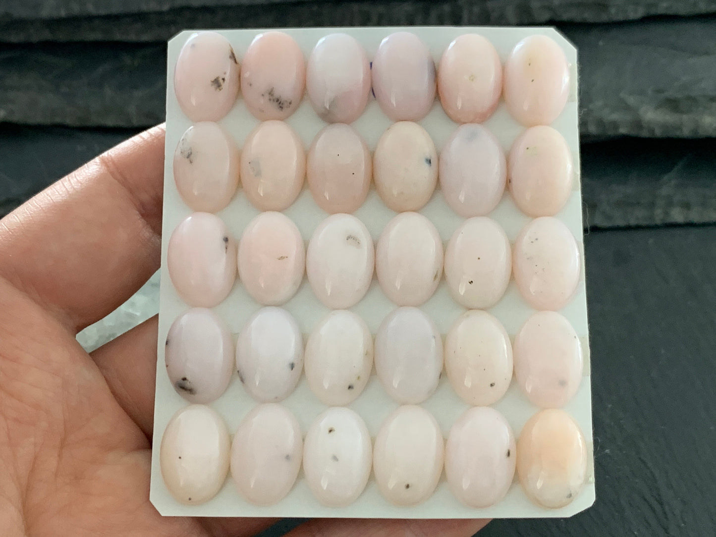 Pink Opal oval 10x14mm cabochon - Calibrated cabochons