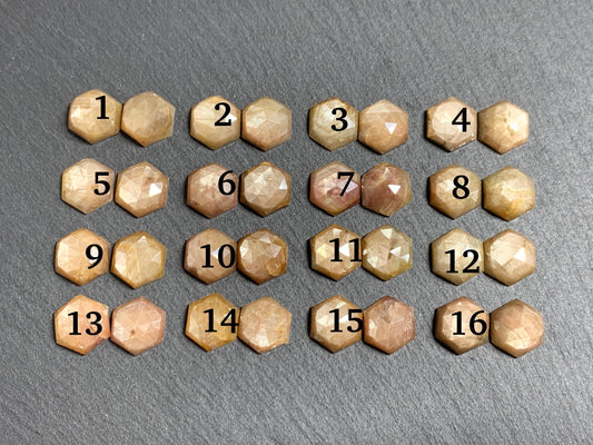 Pair Faceted Yellow Sapphire hexagon 10x11mm Cabochon/SB51