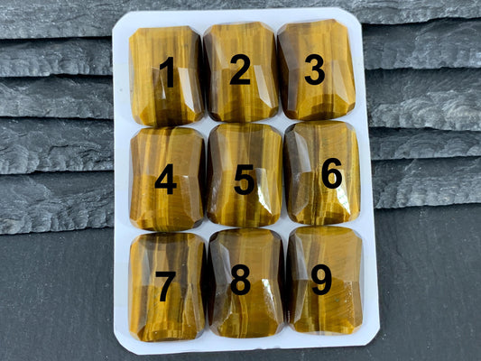 Faceted Tiger Eye rectangle 18x25mm cabochon - Calibrated cabochons