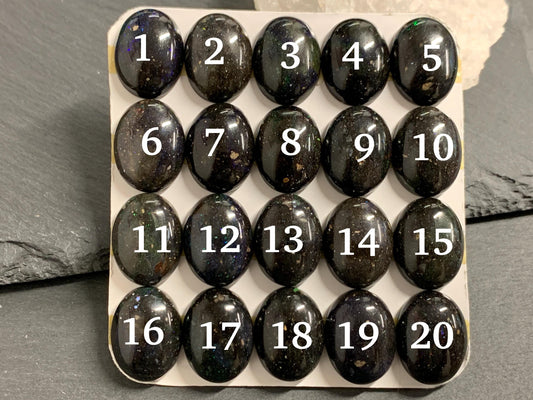 Black Andamooka Opal oval 15x18mm cabochon - Matrix Australian Opal