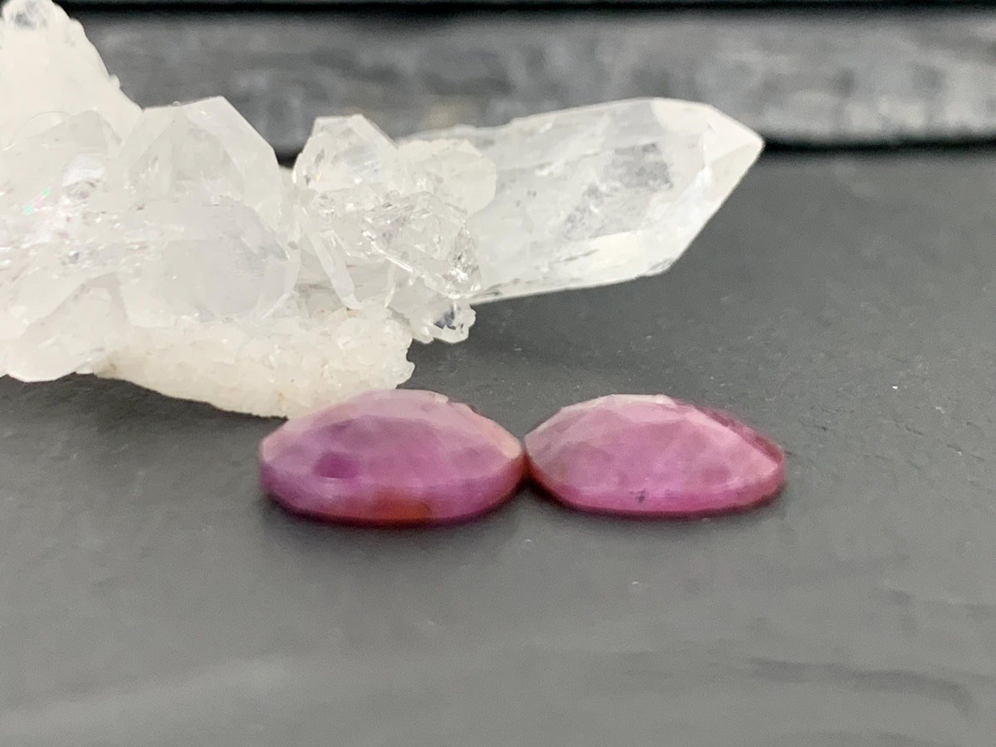 Faceted Ruby pair 10x12x2.5mm cabochon
