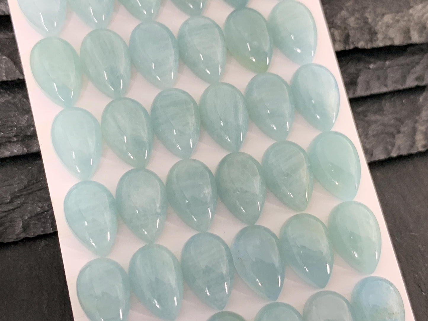 Aquamarine pear 8x12mm cabochon- Calibrated Aquamarine