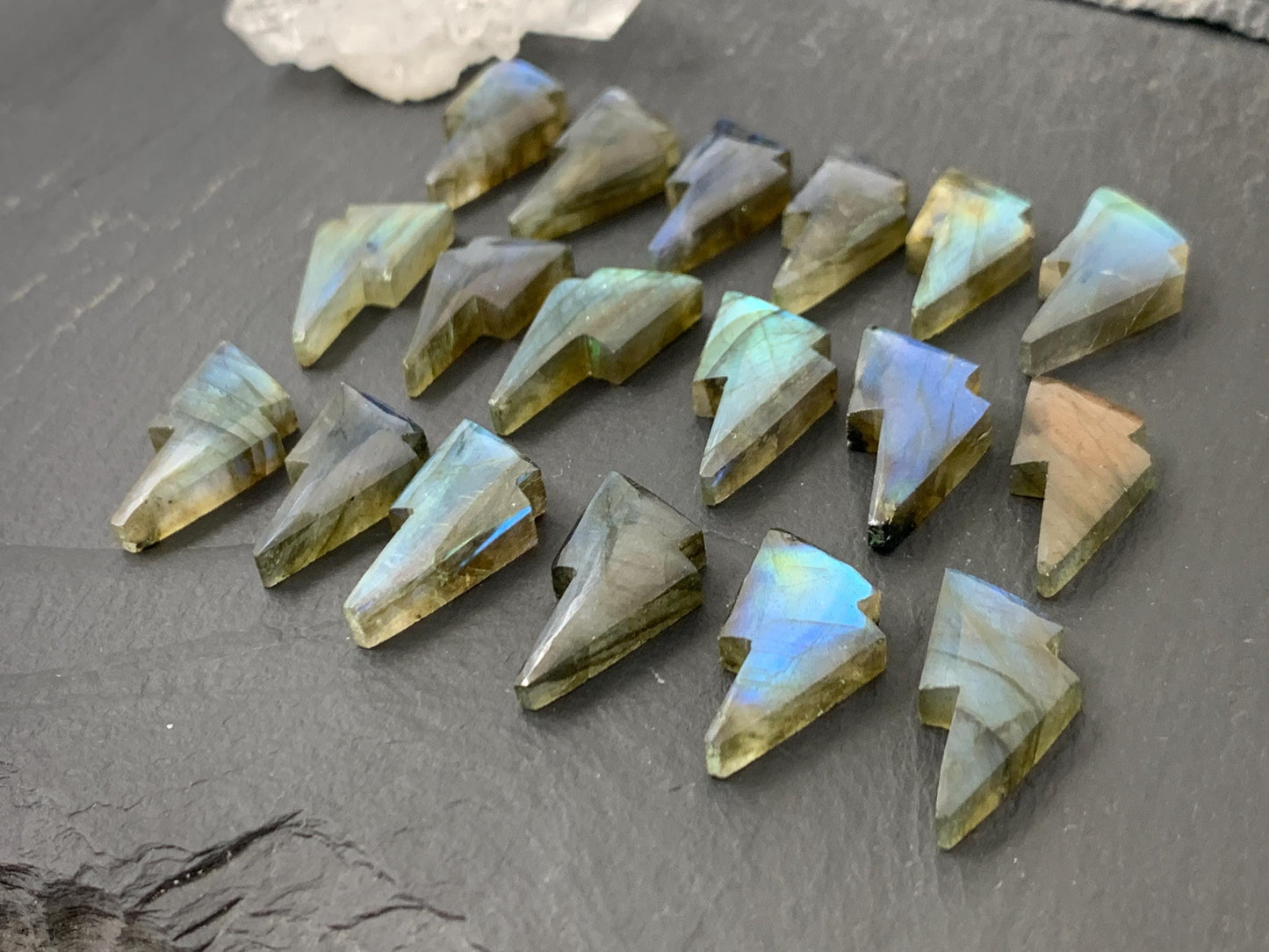 Labradorite lightning bolt 12x19mm cabochon