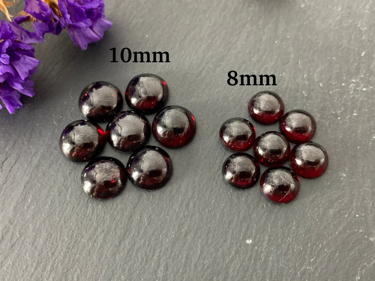 Red Garnet Round 10mm & 8mm cabochon