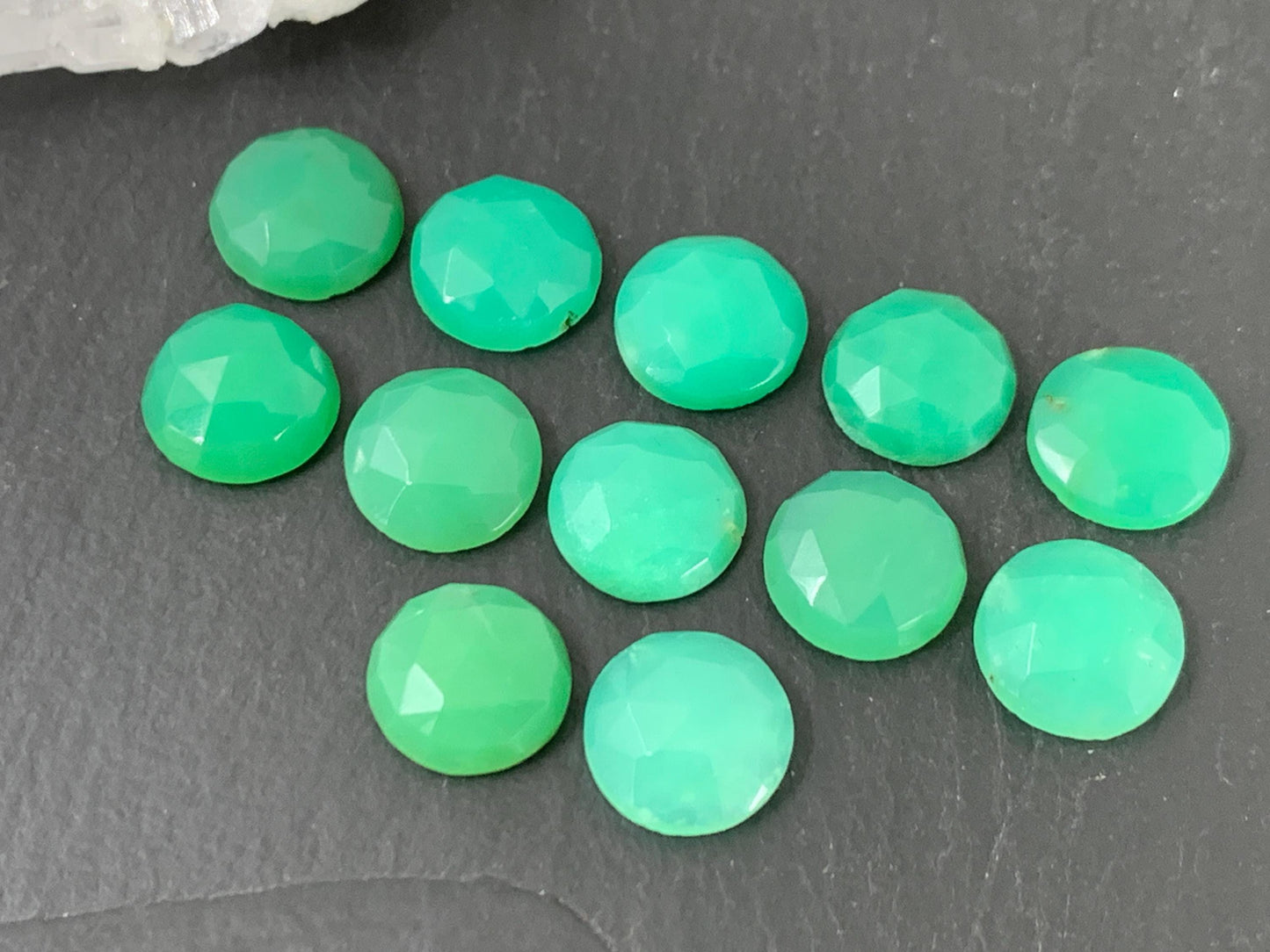 Faceted Chrysoprase Cabochon 10mm - Green Round Gemstone, Premium Jewelry Parts