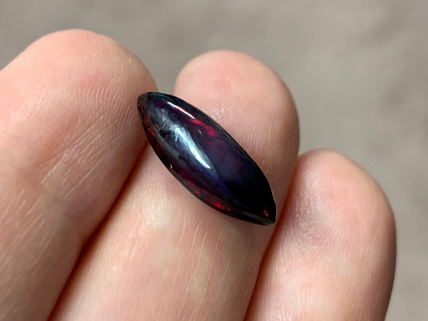 Black Ethiopian Opal marquise 7x17x4mm cabochon