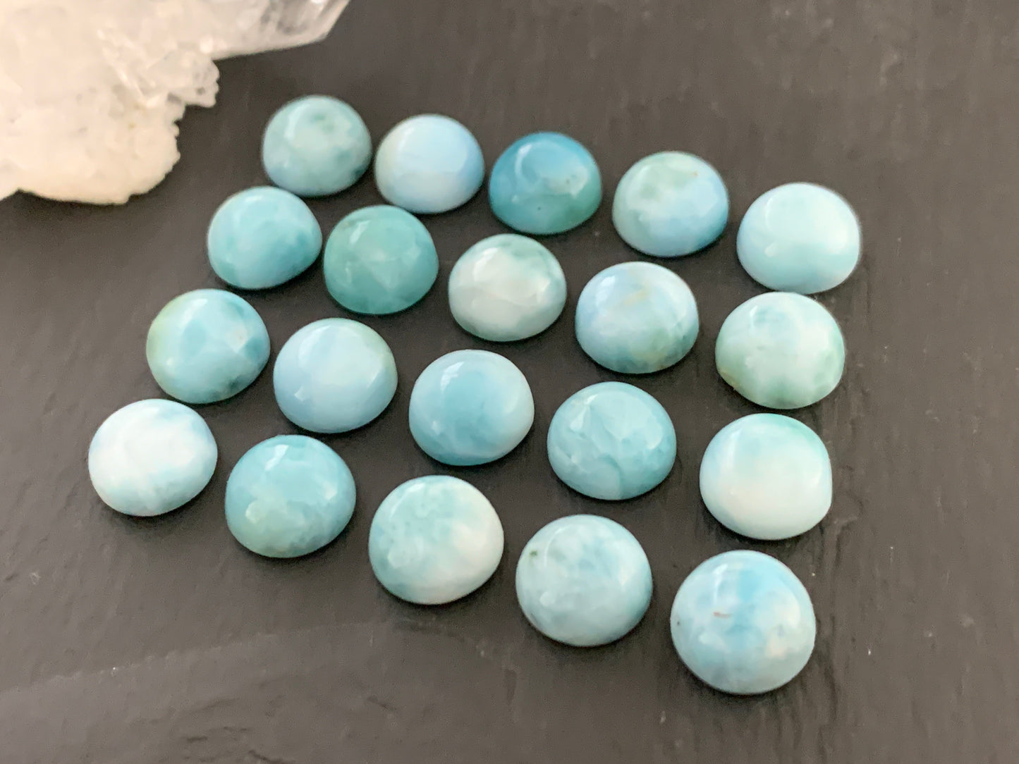 Larimar round 9mm cabochon