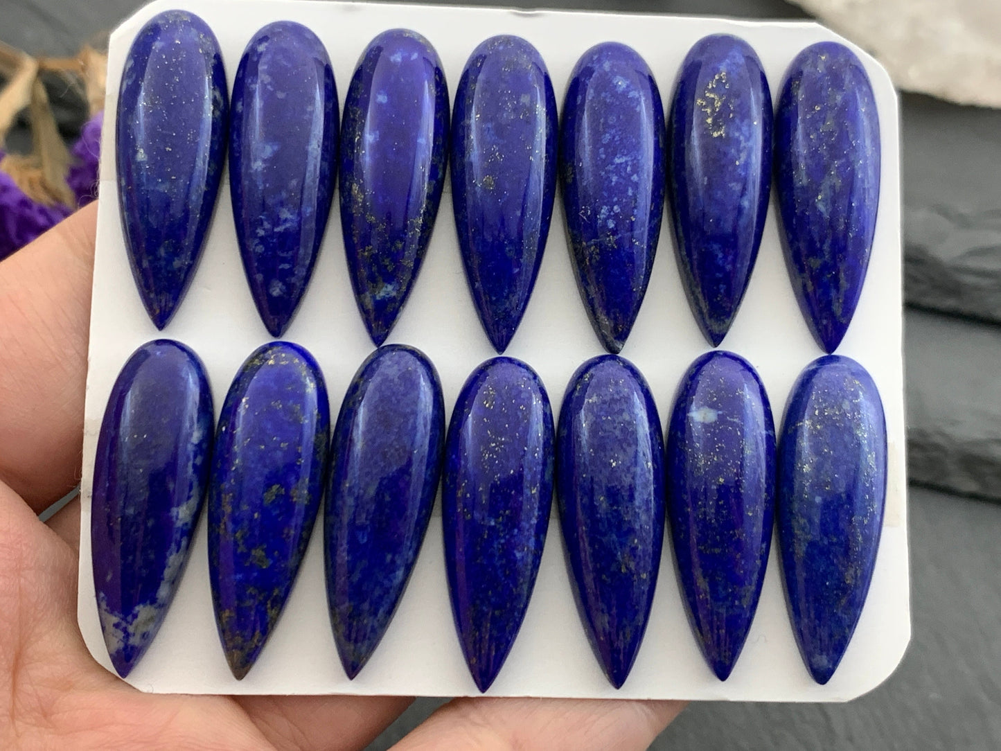 Lapis Lazuli pear 10x30mm cabochon - Calibrated cabochons