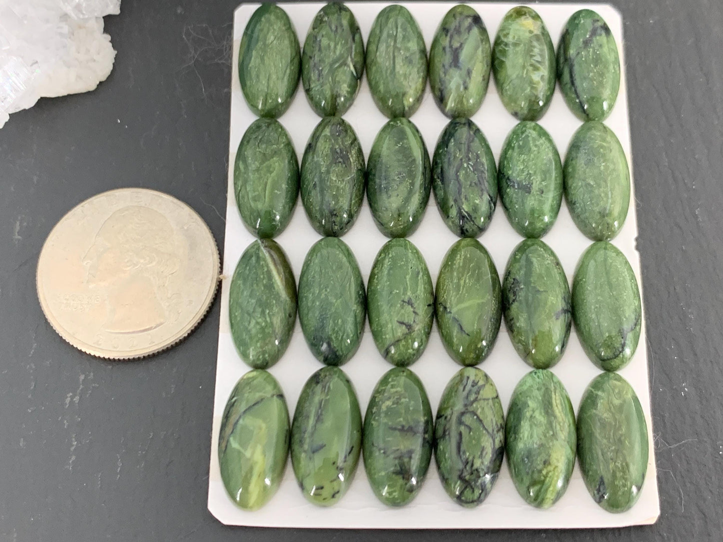 Green Opal oval 9x18mm Cabochon - Calibrated cabochons