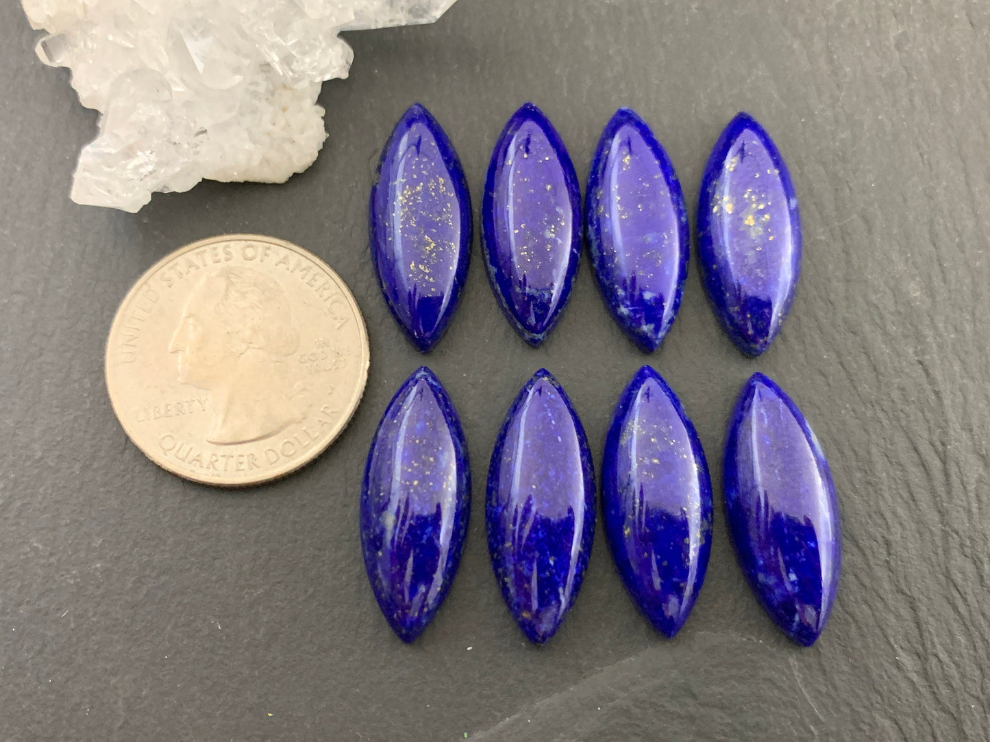 Lapis Lazuli marquise 10x25mm cabochon - Calibrated cabochons