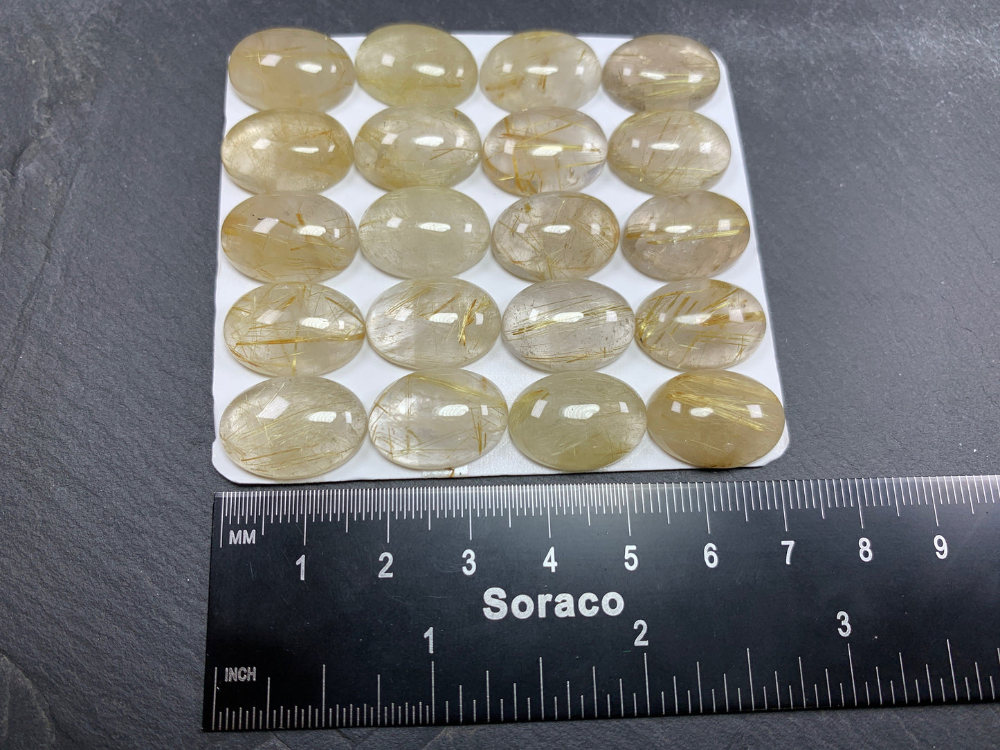 Gold Rutilated Quartz pear 13x18mm cabochon - Calibrated cabochons