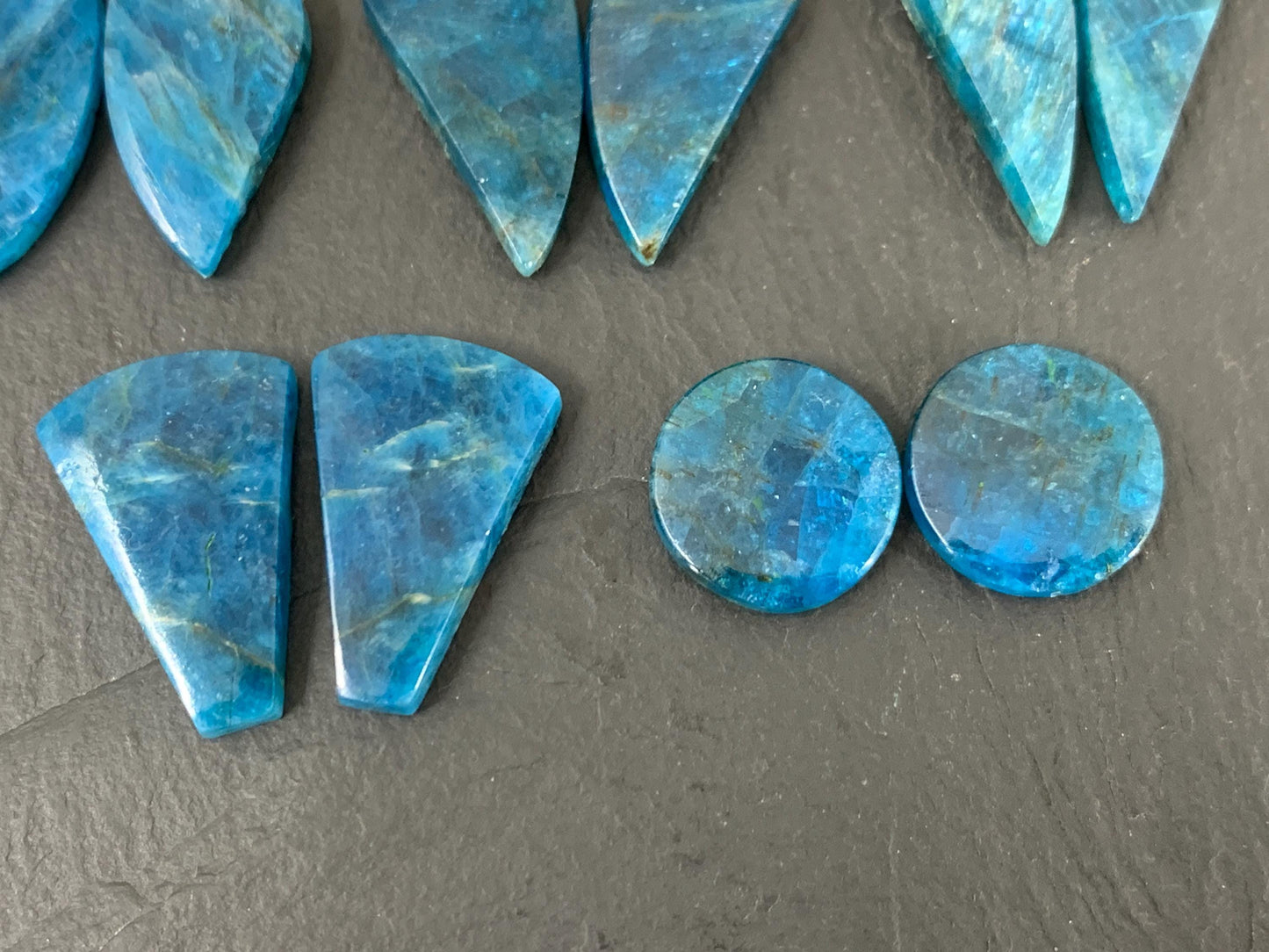 Apatite round, free form 14-27mm long cabochon - Buy by pair