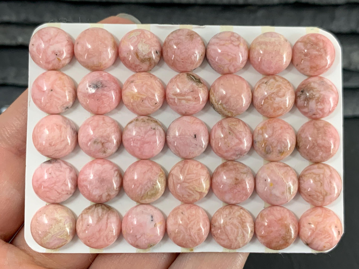Rhodochrosite round 10mm cabochon - Calibrated cabochons