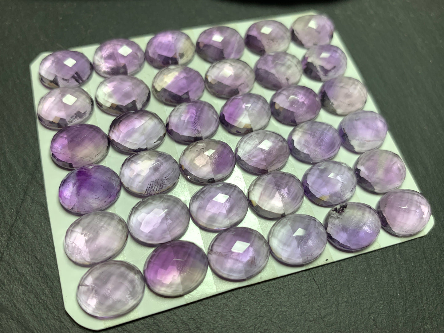 Faceted Amethyst oval 10x12mm cabochon - Calibrated cabochons