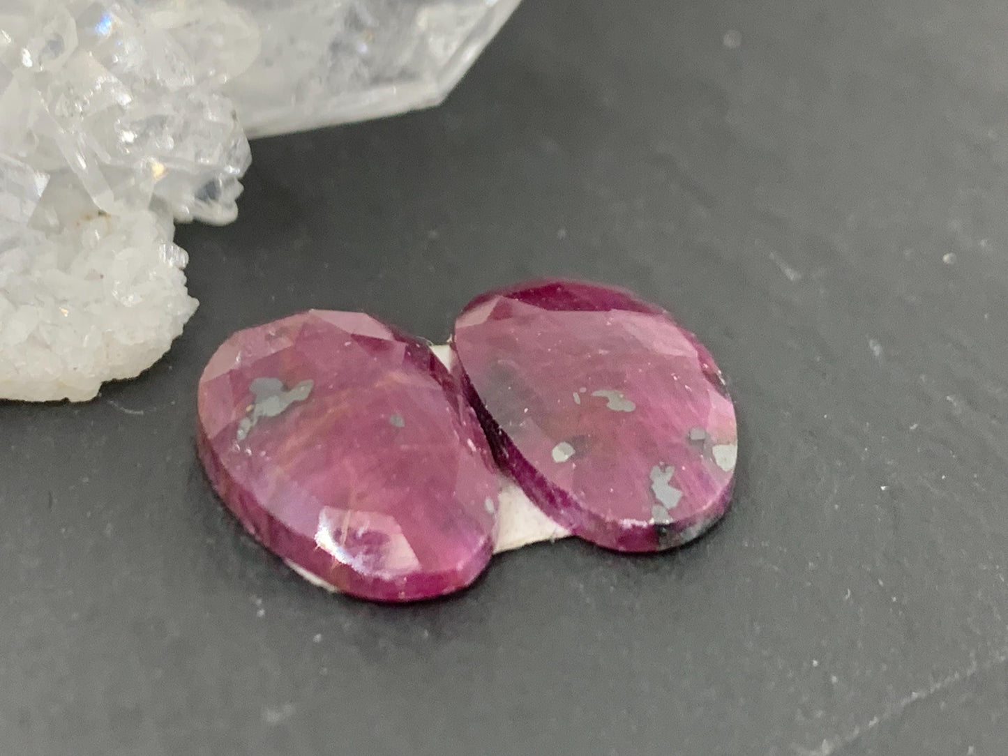 Faceted Ruby pair 10x15x3mm cabochon