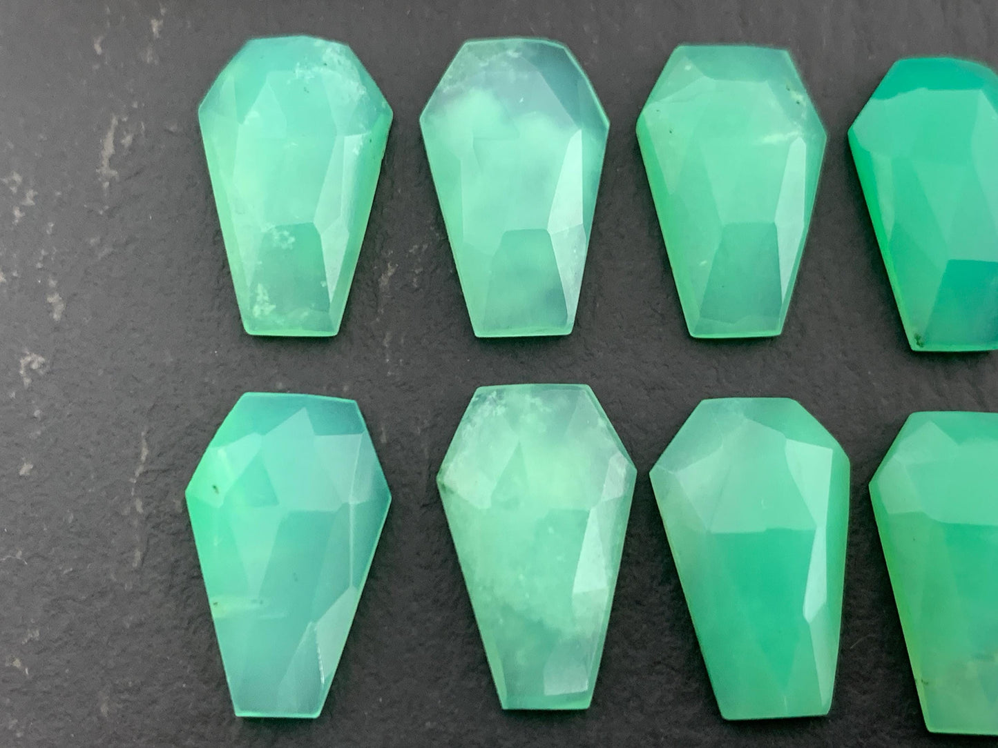 Faceted Chrysoprase Coffin 10x16mm cabochon, Select your cabochon