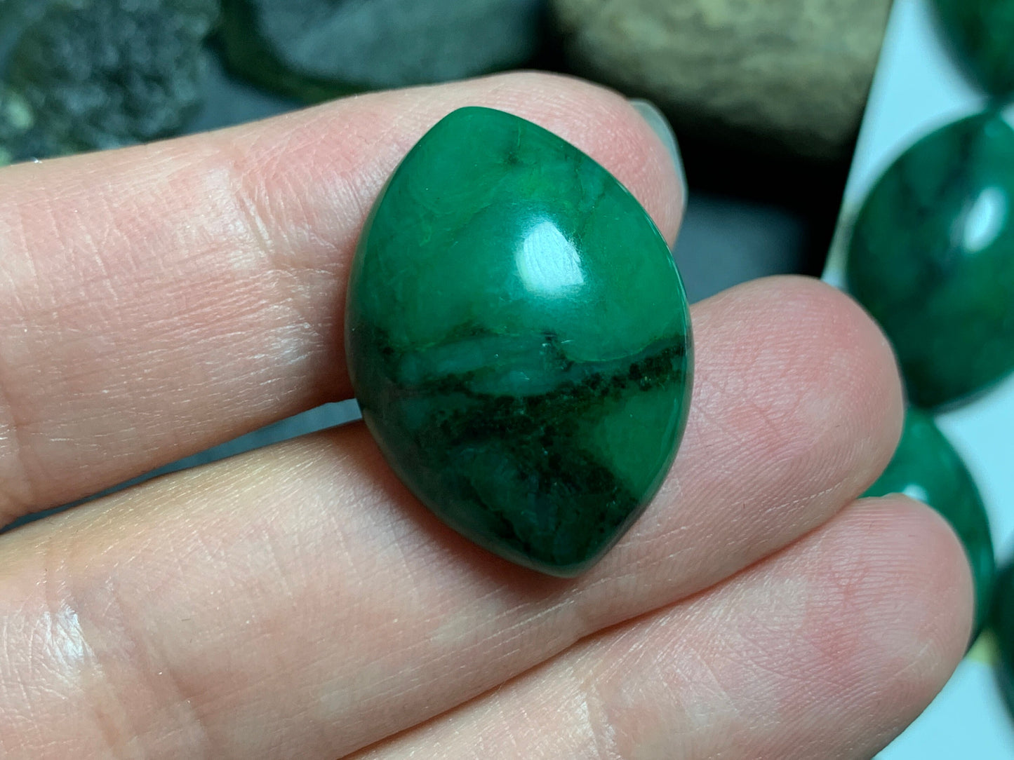 African Jade marquise 18x25mm cabochon - Calibrated cabochons