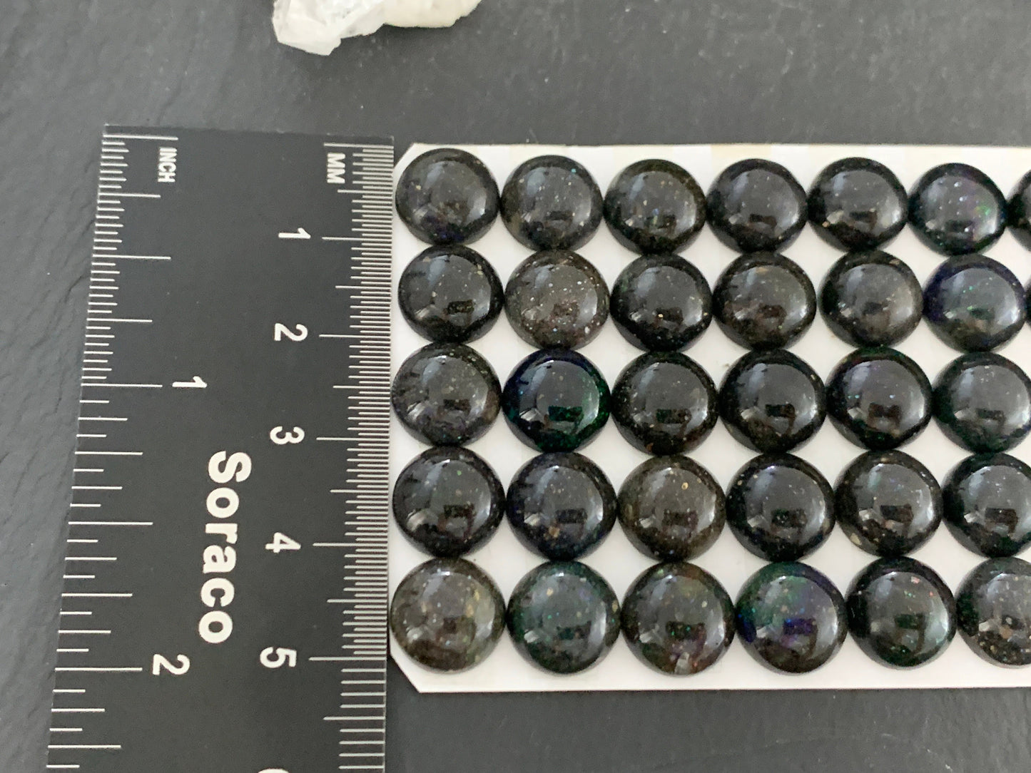Black Andamooka Opal round 10mm cabochon - Matrix Australian Opal
