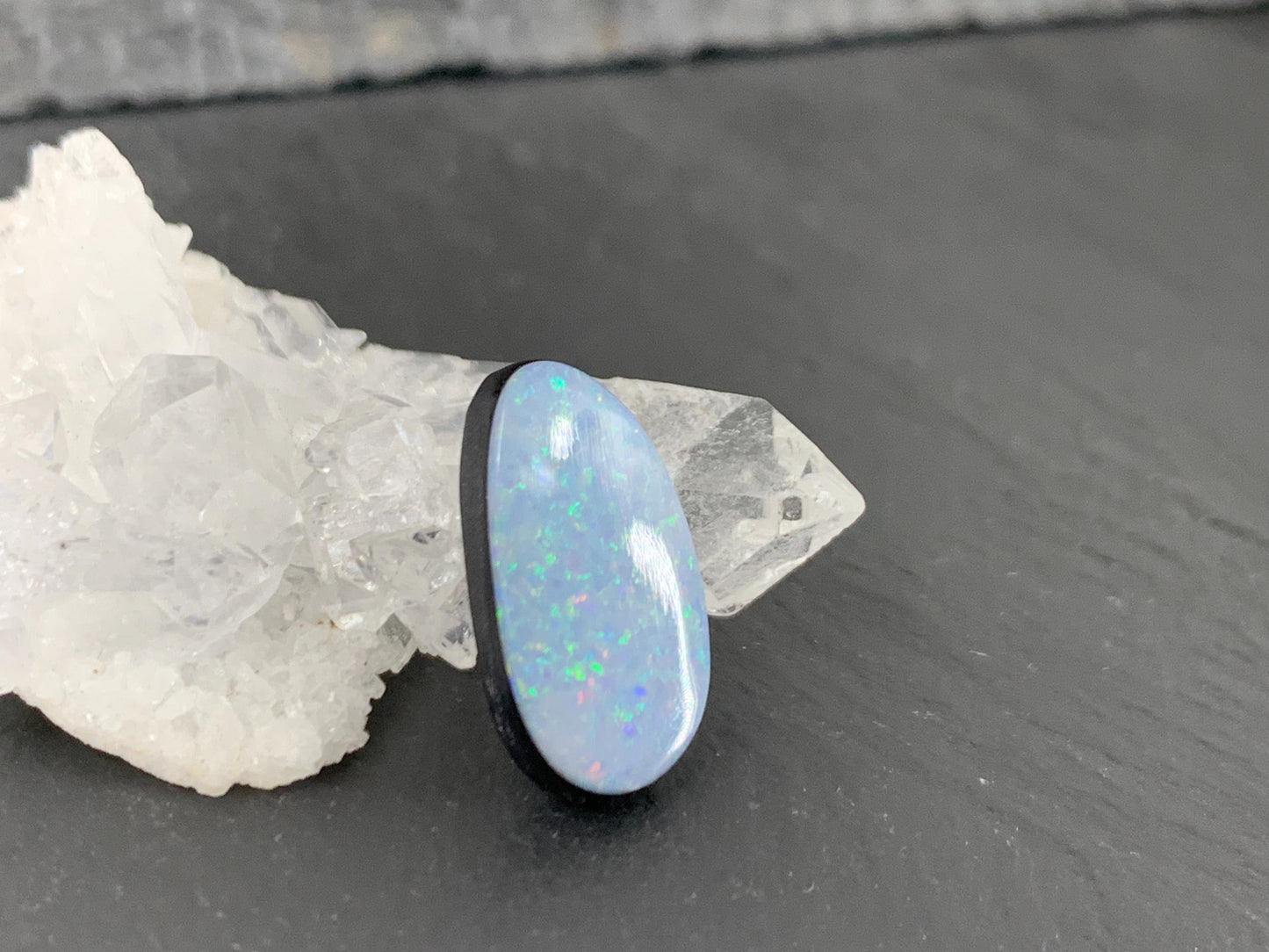 Australian Opal doublet 9x17x4mm cabochon
