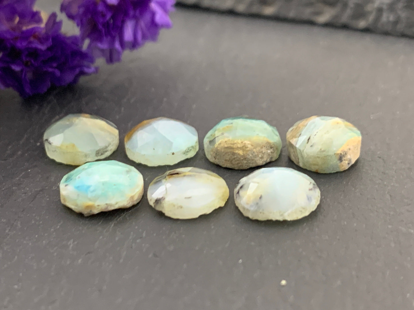 Faceted Peruvian Opal round 10mm cabochon
