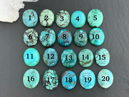 Tibetan Turquoise oval 10x12mm cabochon