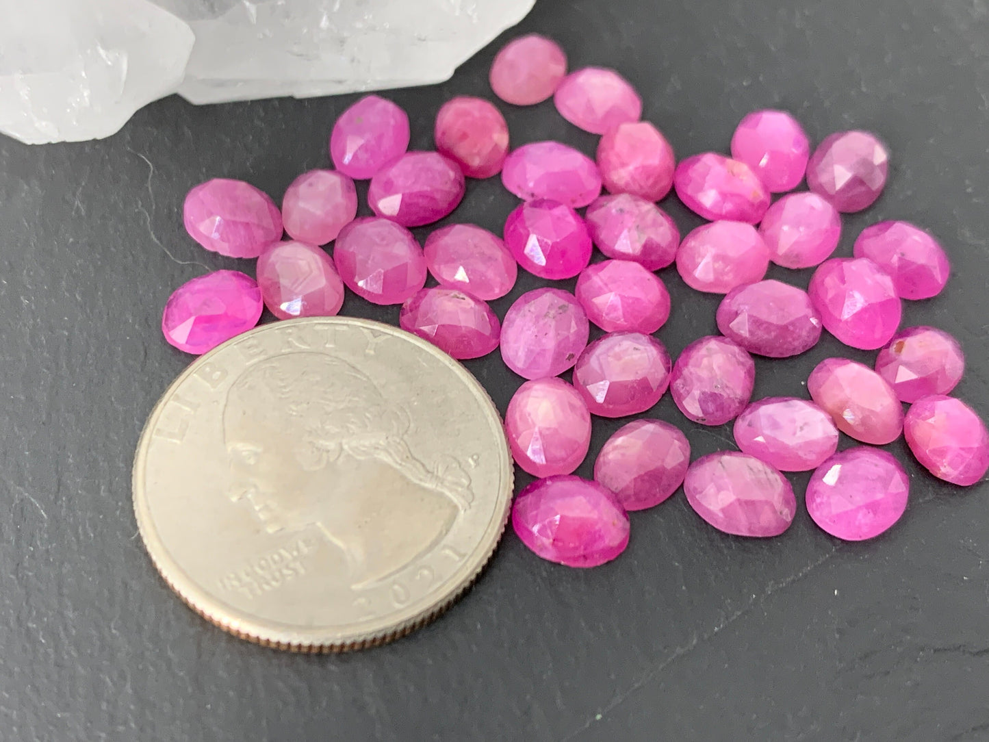 Faceted Pink Sapphire 5x7mm cabochon