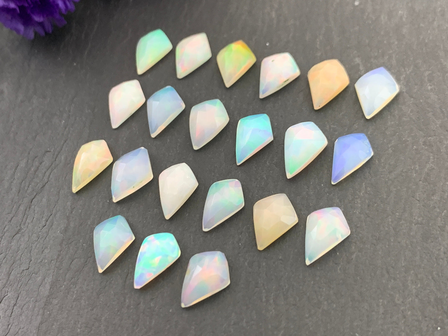 Faceted Opal kite 7x10mm cabochon