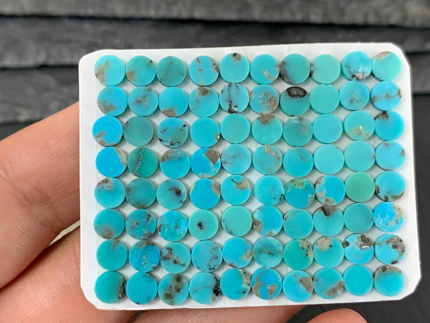 Flat Turquoise round 5mm cabochon - Calibrated cabochons