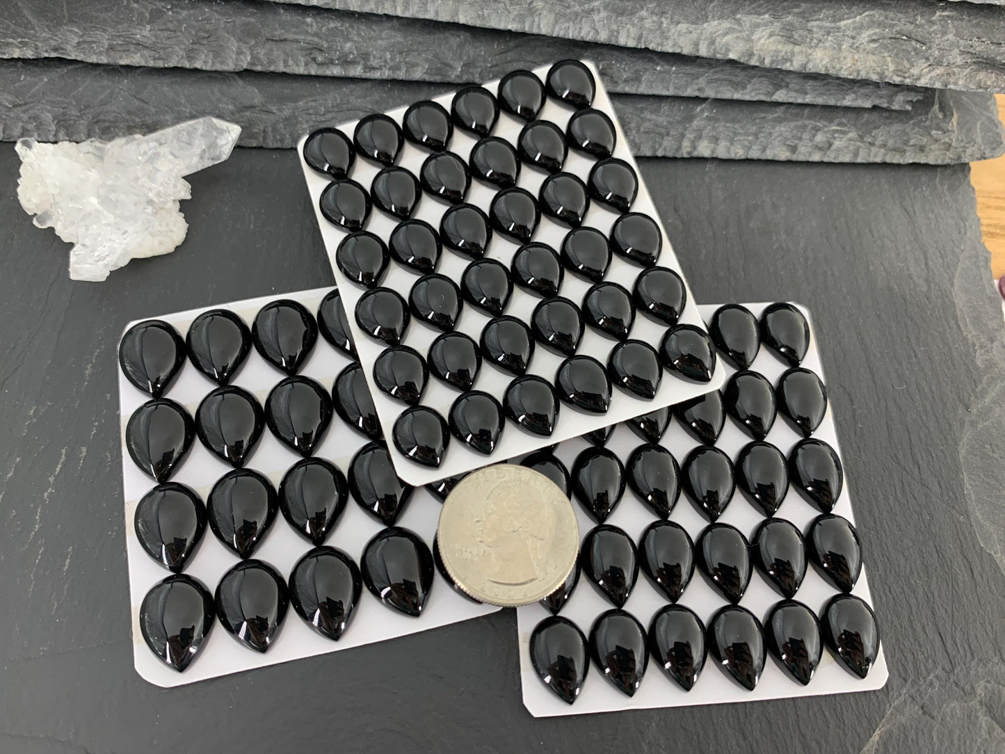 Black Agate pear 10x12mm, 10x14mm, 12x16mm cabochon