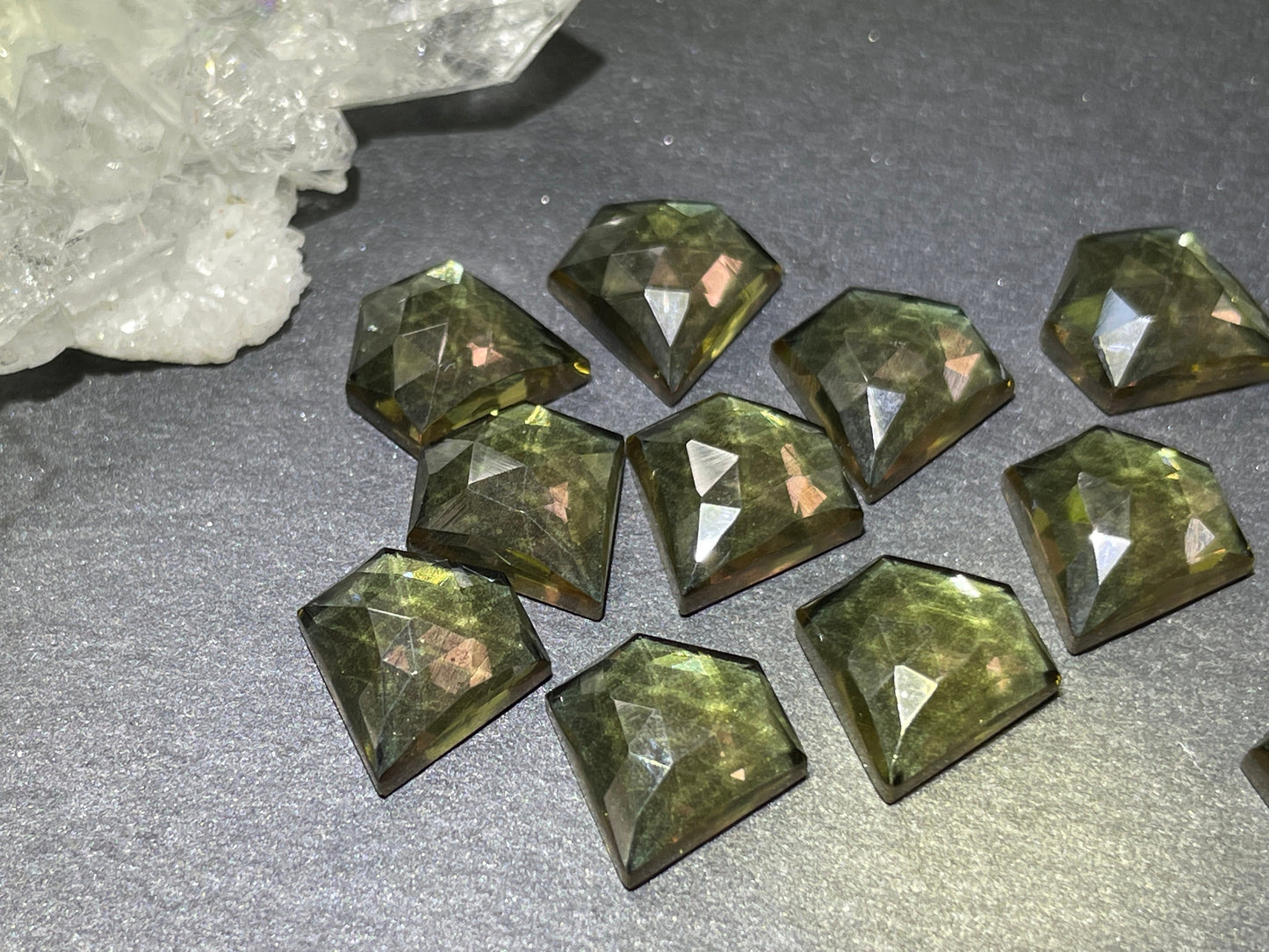 Faceted color changing Alexandrite 12mm cabochon - Cabochons are calibrated