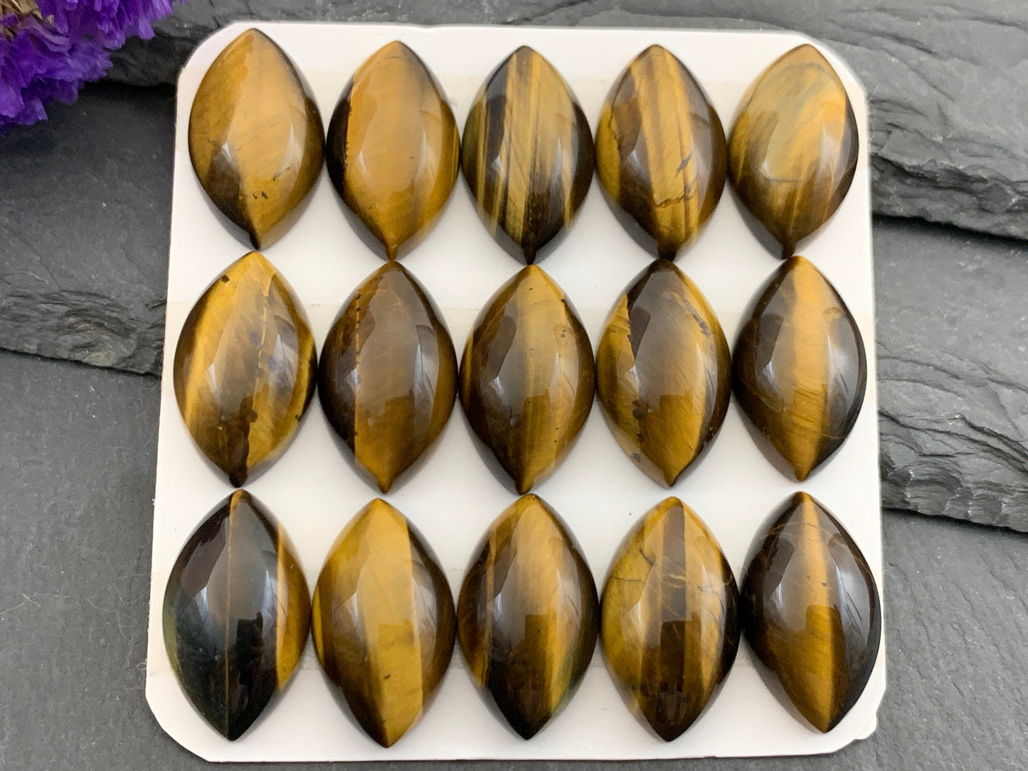 Tiger Eye marquise 12x20mm cabochon - Calibrated cabochons