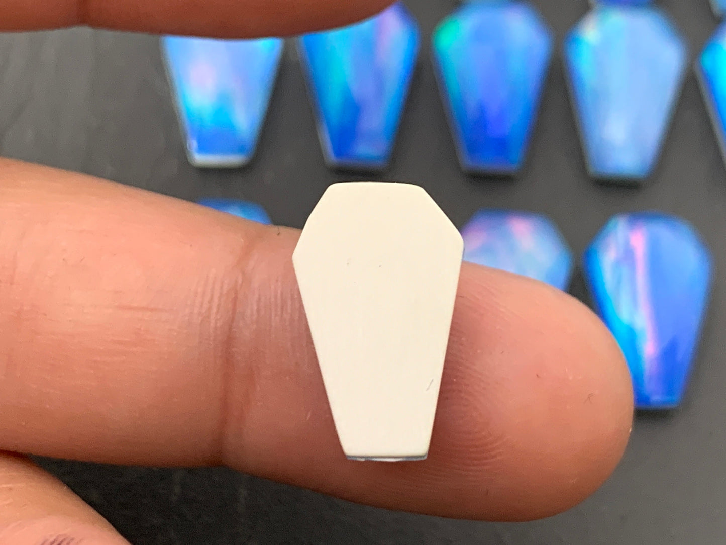 Faceted Aurora Opal coffin 10x16mm cabochon - Doublet cabochons