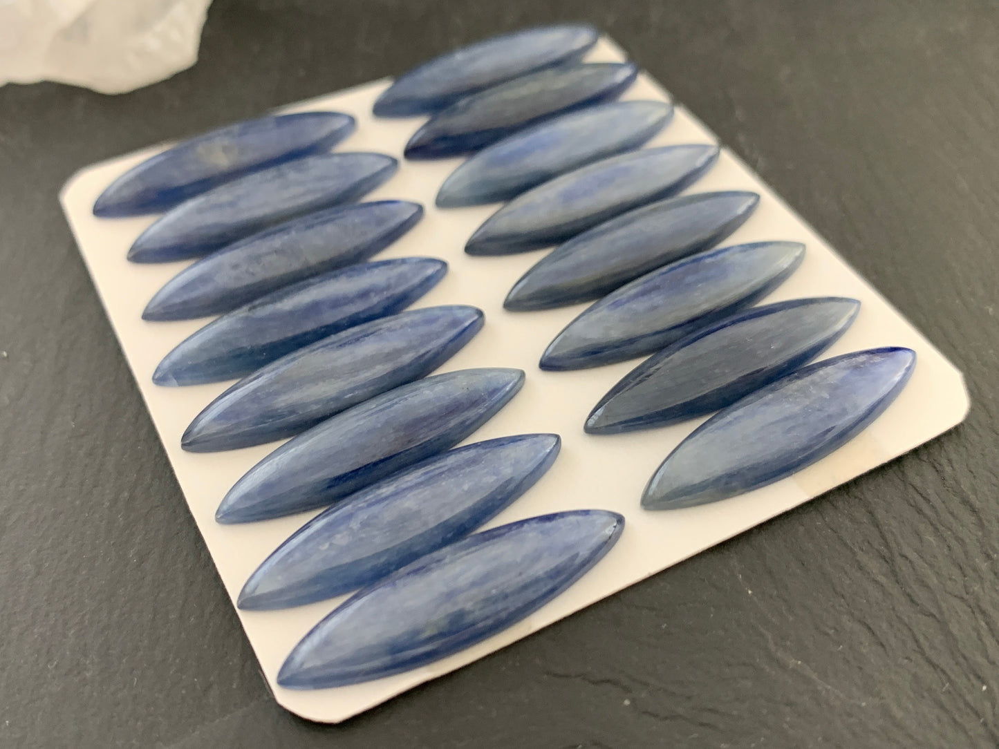 Blue Kyanite marquise 8x29-30mm cabochon - Calibrated cabochons