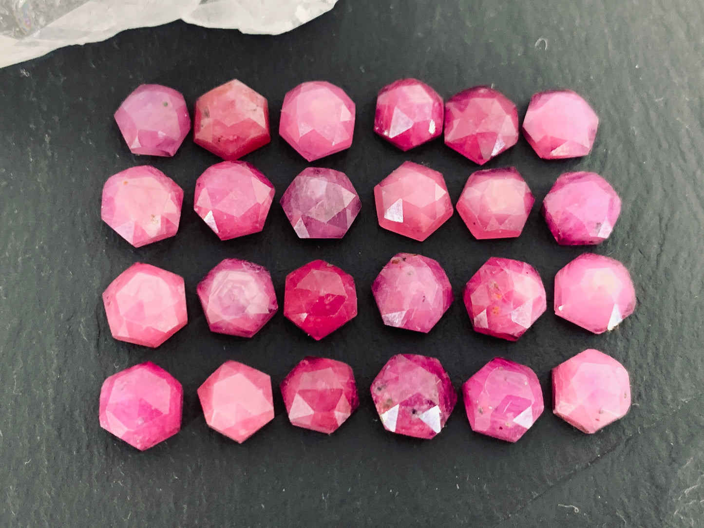 Faceted Pink Sapphire hexagon 6mm cabochon