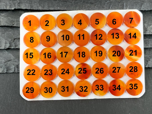 Flat Carnelian round 10mm cabochon - Calibrated cabochon