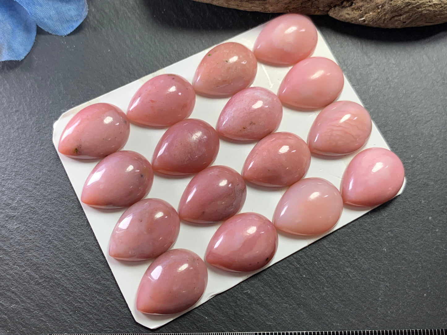 Pink Opal pear 15x20mm cabochon - Calibrated cabochons