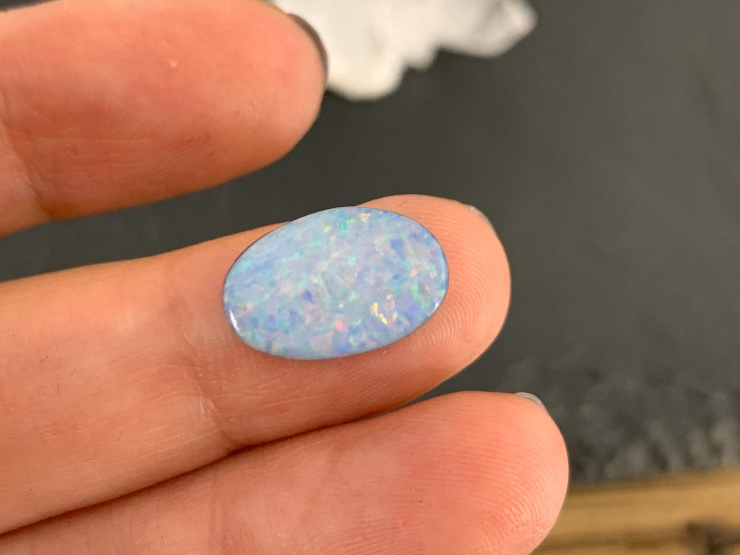 Australian Opal doublet 9x14x4.5mm cabochon