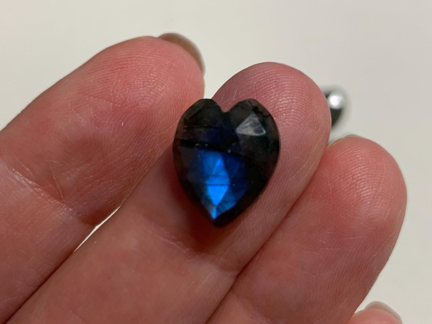 Faceted Labradorite heart 11x13mm cabochon
