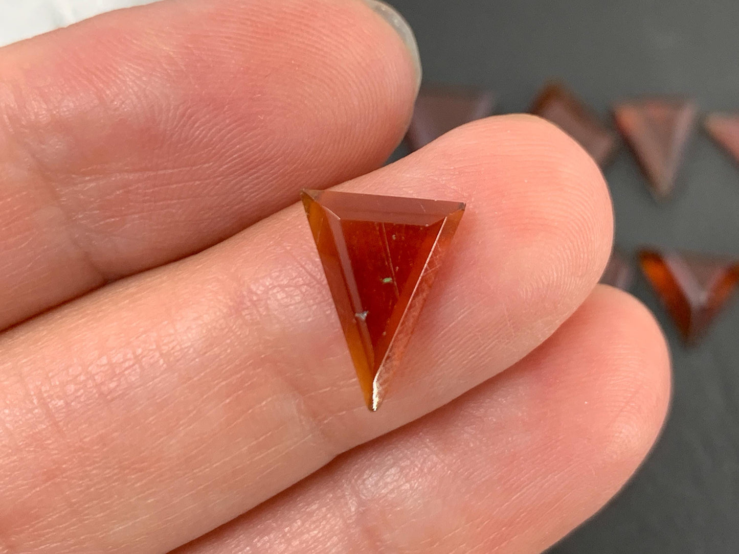 Second quality Hessonite Garnet 10-17mm long cabochon.