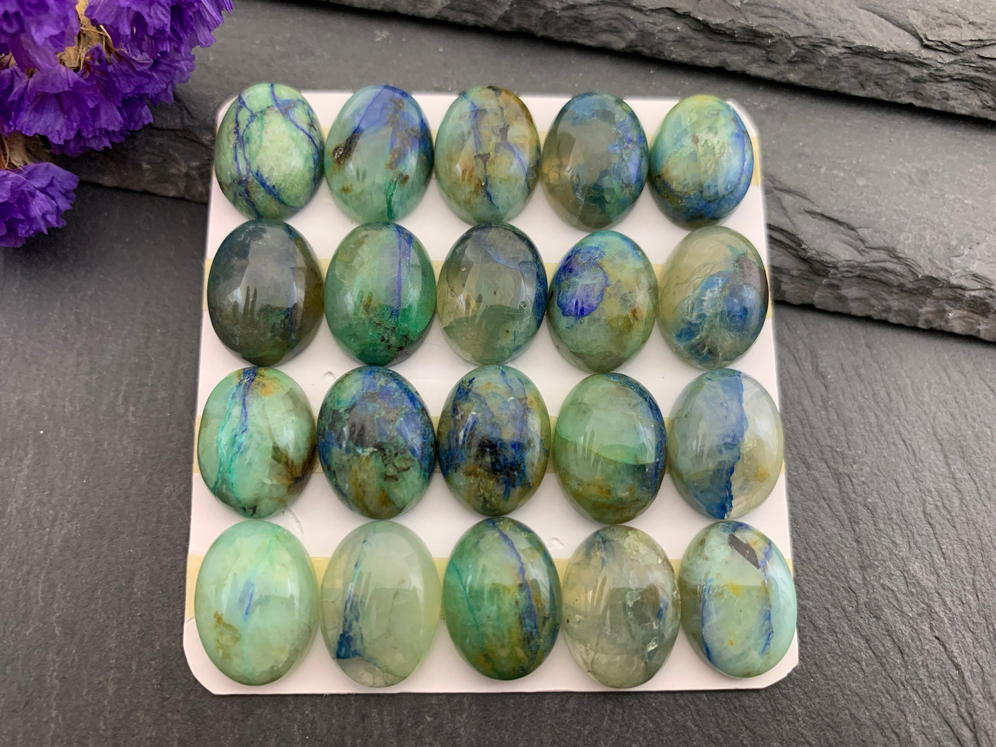 Chrysocolla Quartz oval 12x16mm cabochon - Calibrated cabochons