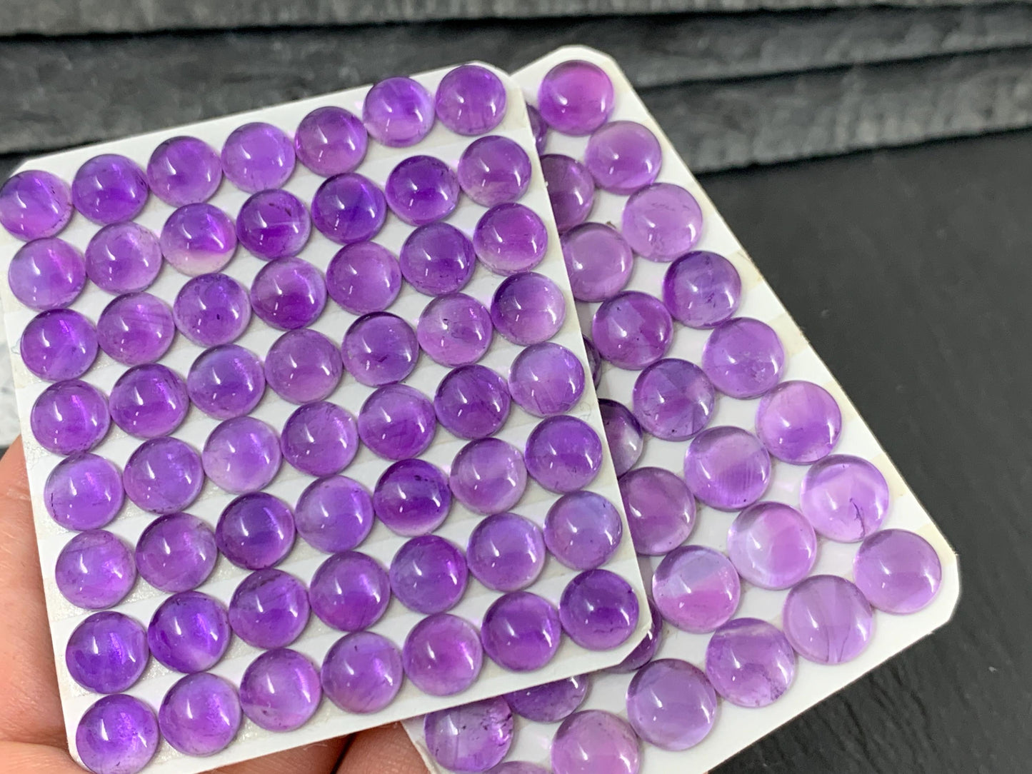 Amethyst round 7, 8mm cabochon - Calibrated cabochons