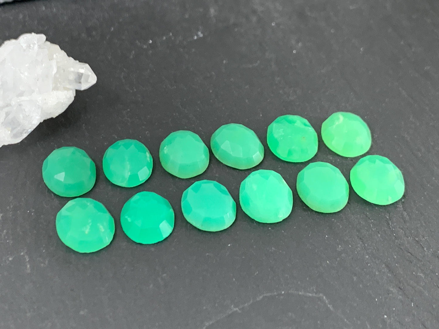 Faceted Chrysoprase Cabochon - 8x10mm Oval Green Gemstone for Jewelry Making Stones