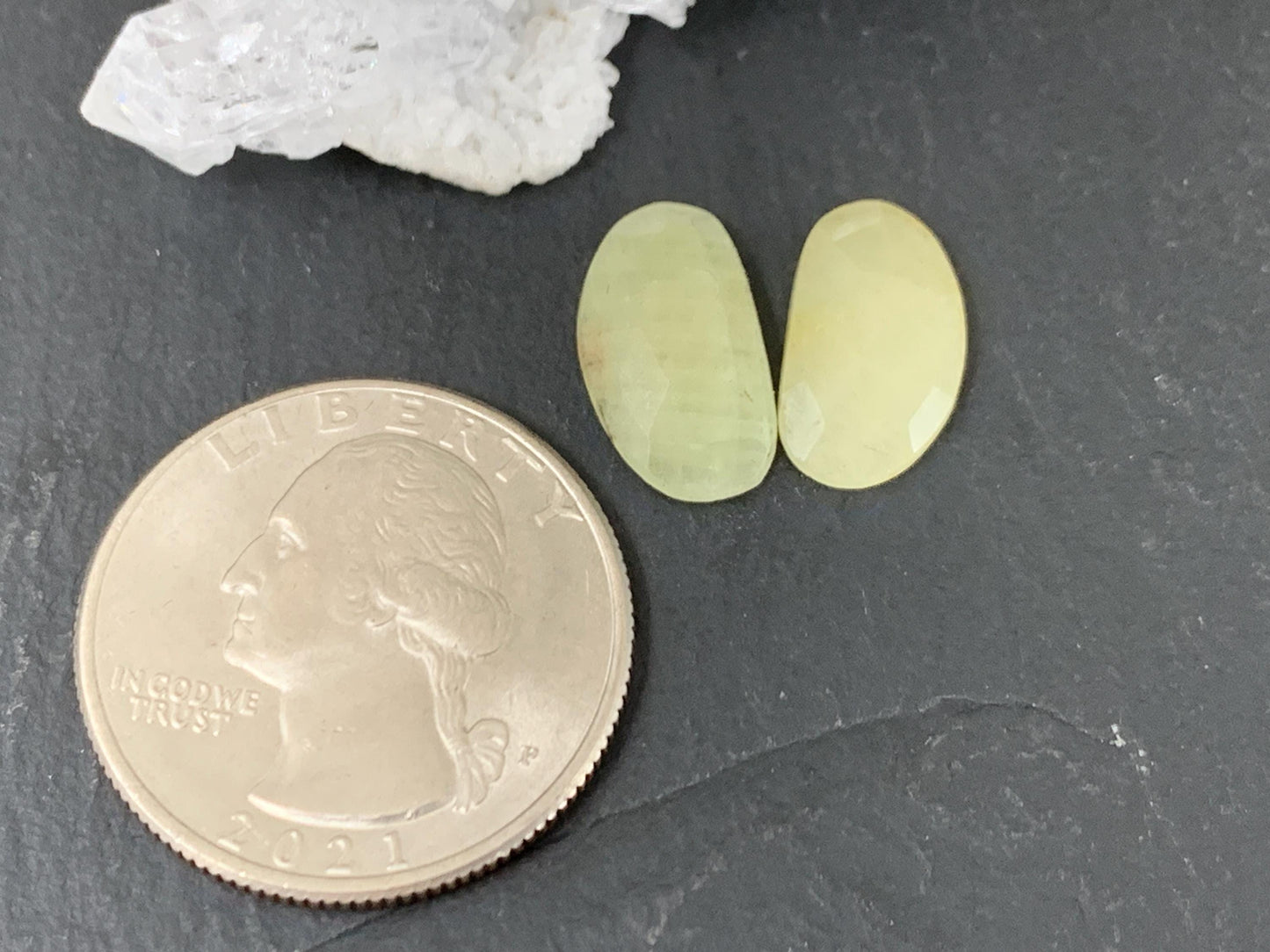 Faceted Yellow Sapphire pair 8x15x3mm cabochon