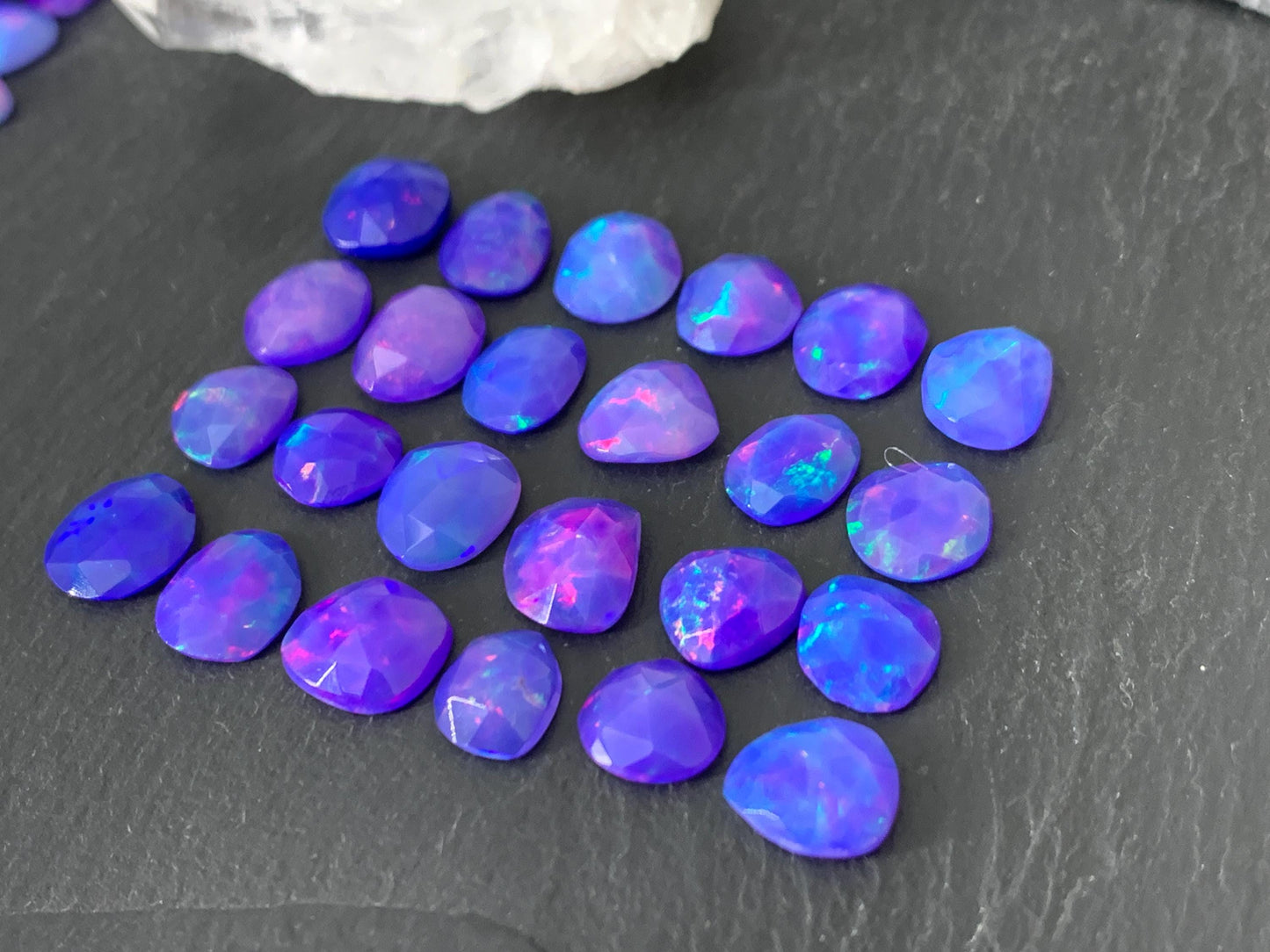 Faceted Purple Ethiopian Opal 8-10mm cabochon