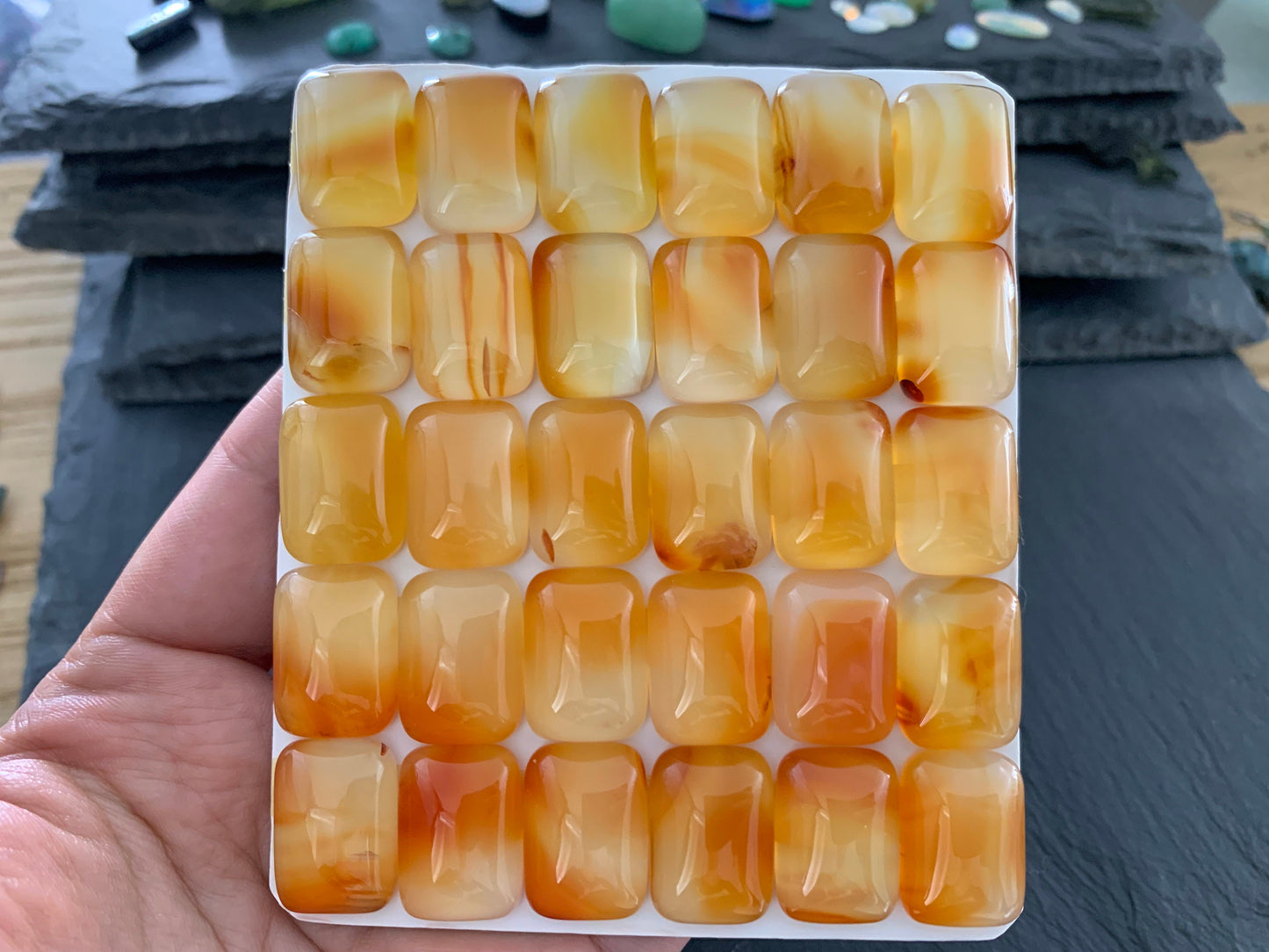 Carnelian rectangle 13x18mm cabochon - Calibrated cabochons