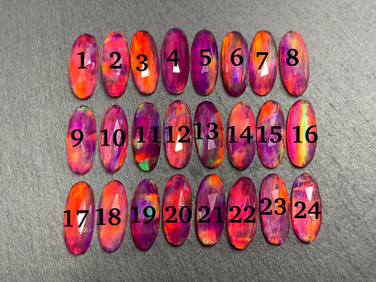 Faceted Aurora Opal oval 8x20mm cabochon - Doublet cabochons