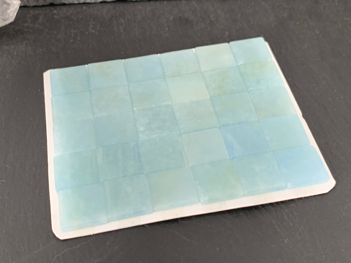 Flat Aquamarine square 12mm cabochon - Calibrated cabochons
