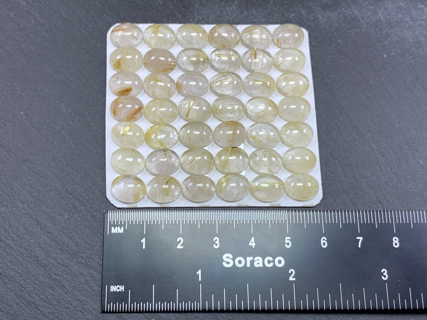 Rutilated Quartz oval 8x10mm cabochon - Calibrated cabochons