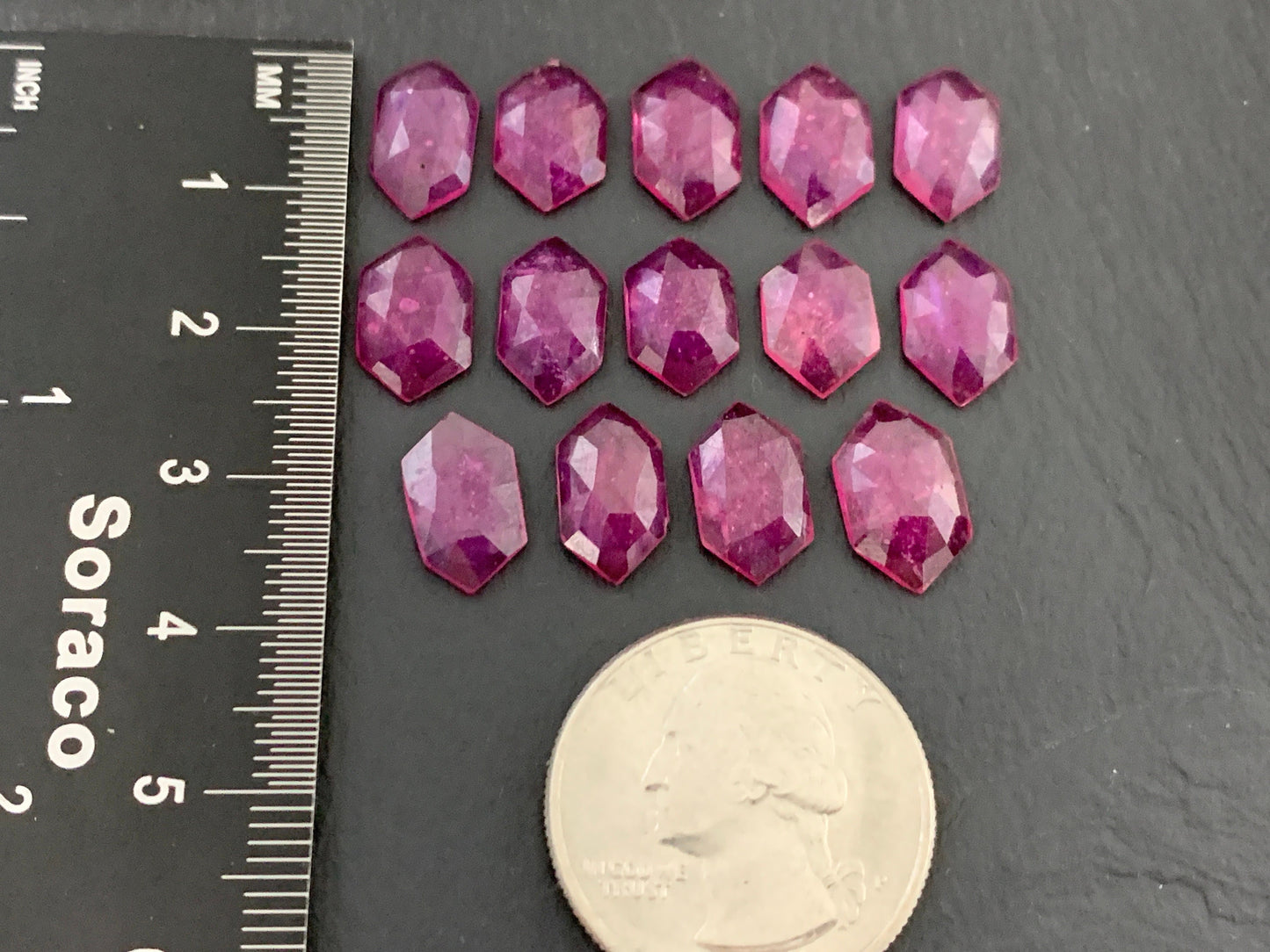 Faceted Thailand pink Sapphire long hexagon 12mm long cabochon