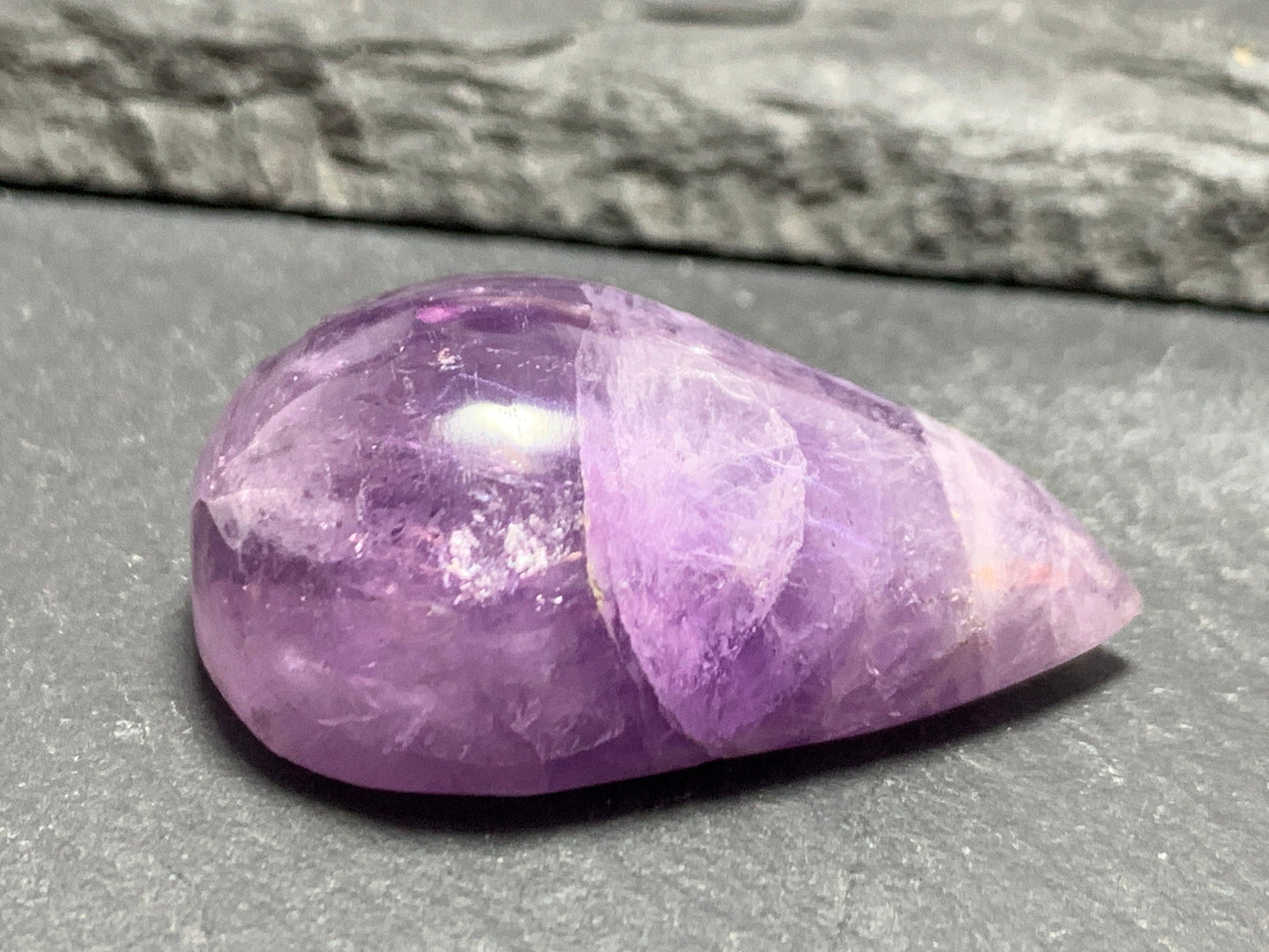 Amethyst pear 34x20x13mm cabochon - free form hand cut in Africa
